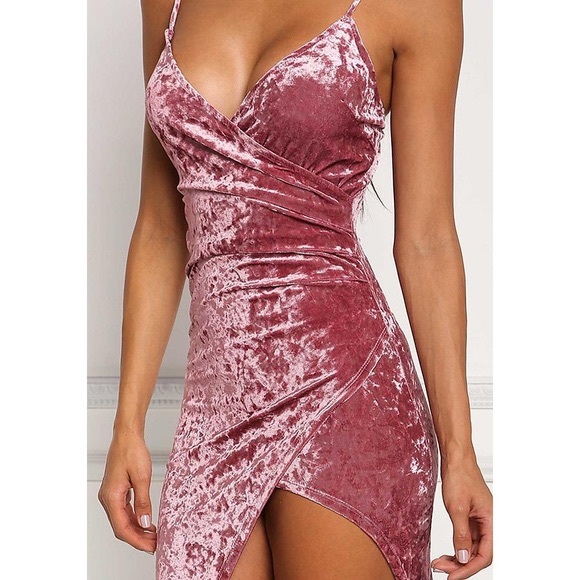 Crushed Velvet Asymmetrical Dress - Picture 1 of 4